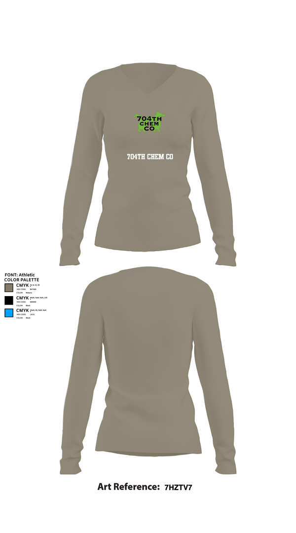 Womens Long Sleeve Vneck Shirt, 704th Chem Co, , Teamtime, Team time, sublimation, custom sports apparel, team uniforms, spirit wear, spiritwear, sports uniforms, custom shirts, team store, custom team store, fundraiser sports, apparel fundraiser