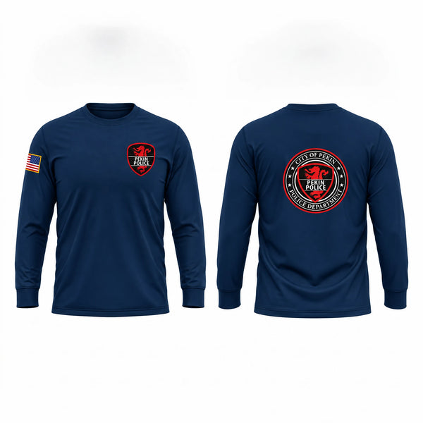 Long Sleeve Performance Shirt, Pekin PD, Police, Teamtime, Team time, sublimation, custom sports apparel, team uniforms, spirit wear, spiritwear, sports uniforms, custom shirts, team store, custom team store, fundraiser sports, apparel fundraiser