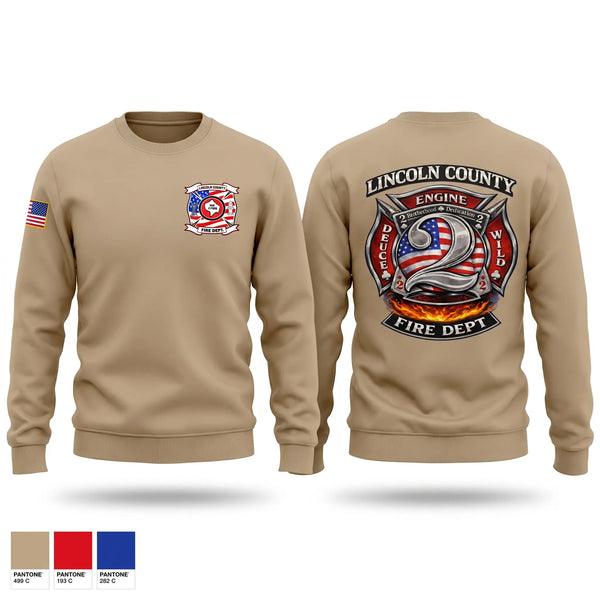 Crew Neck Sweatshirt, Lincoln County fire department station 2, Fire Department, Teamtime, Team time, sublimation, custom sports apparel, team uniforms, spirit wear, spiritwear, sports uniforms, custom shirts, team store, custom team store, fundraiser sports, apparel fundraiser