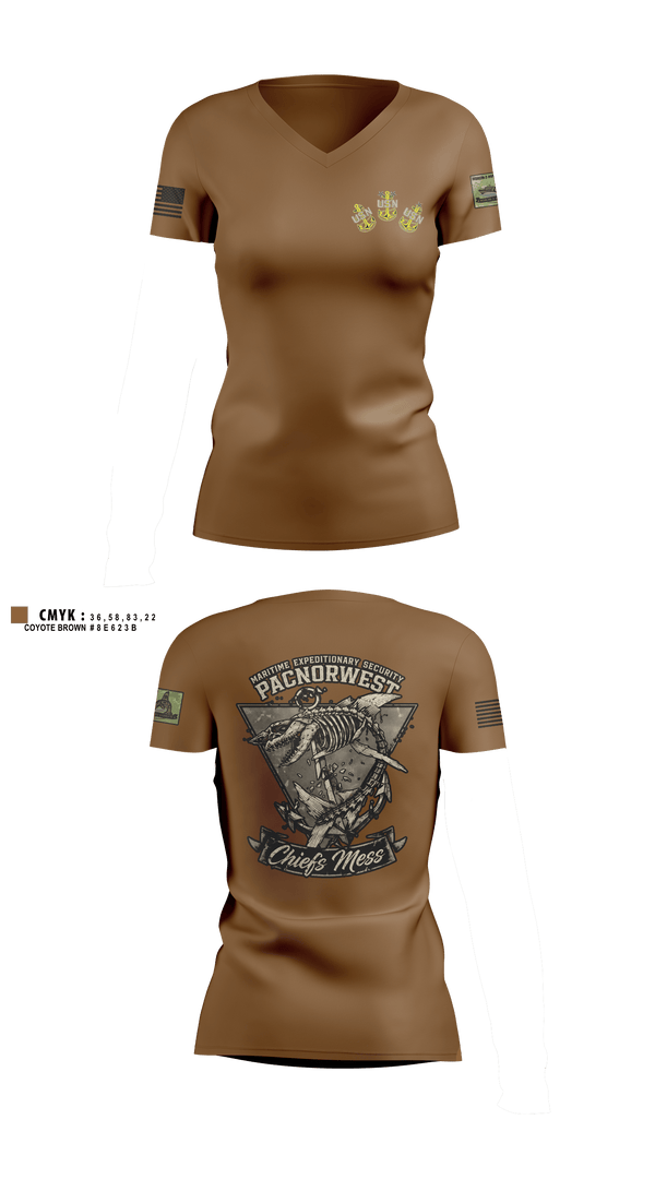 Womens Short Sleeve Vneck Shirt, MES PACNORWEST HVU Chiefs Mess, Navy, Teamtime, Team time, sublimation, custom sports apparel, team uniforms, spirit wear, spiritwear, sports uniforms, custom shirts, team store, custom team store, fundraiser sports, apparel fundraiser