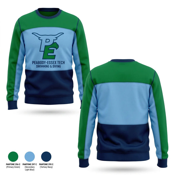 Crew Neck Sweatshirt, Peabody Veterans Memorial High School Swimming, Swimming, Teamtime, Team time, sublimation, custom sports apparel, team uniforms, spirit wear, spiritwear, sports uniforms, custom shirts, team store, custom team store, fundraiser sports, apparel fundraiser