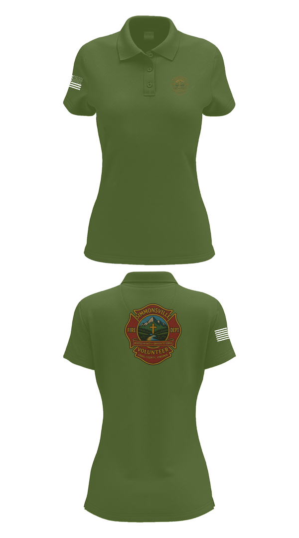 Womens Short Sleeve Performance Polo, Simmonsville VFD, , Teamtime, Team time, sublimation, custom sports apparel, team uniforms, spirit wear, spiritwear, sports uniforms, custom shirts, team store, custom team store, fundraiser sports, apparel fundraiser