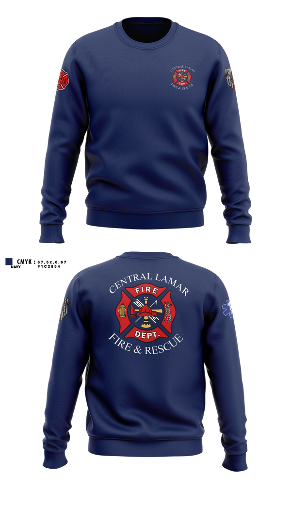Crew Neck Sweatshirt, Central Lamar Fire & Rescue, Fire Department, Teamtime, Team time, sublimation, custom sports apparel, team uniforms, spirit wear, spiritwear, sports uniforms, custom shirts, team store, custom team store, fundraiser sports, apparel fundraiser