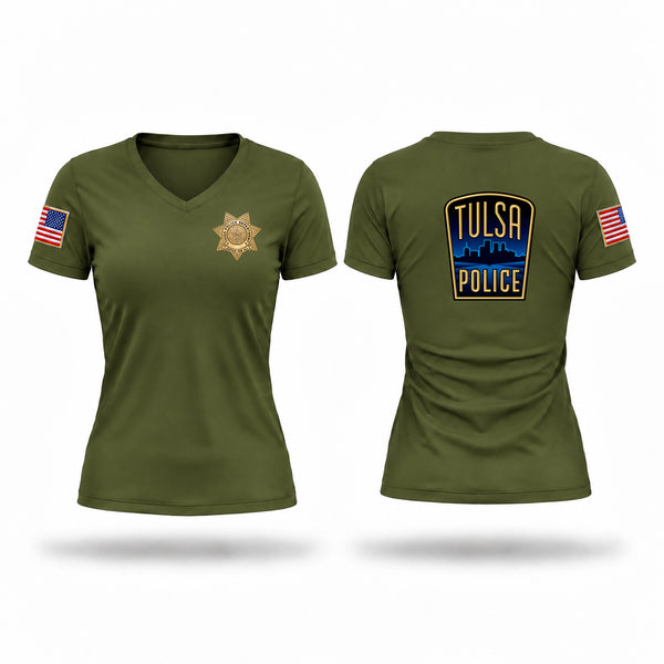 Womens Short Sleeve Vneck Shirt, Tulsa Police Department, Police, Teamtime, Team time, sublimation, custom sports apparel, team uniforms, spirit wear, spiritwear, sports uniforms, custom shirts, team store, custom team store, fundraiser sports, apparel fundraiser