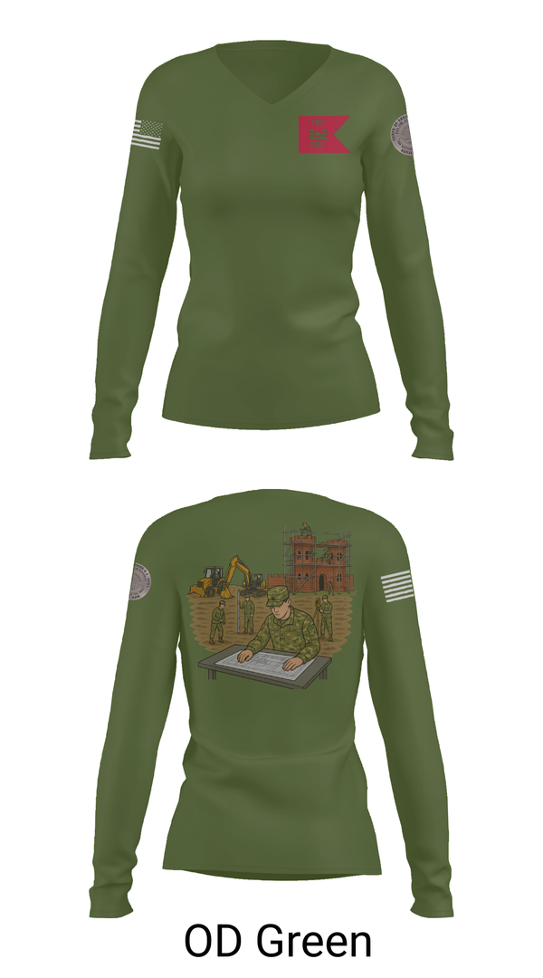 Womens Long Sleeve Vneck Shirt, 152, Army, Teamtime, Team time, sublimation, custom sports apparel, team uniforms, spirit wear, spiritwear, sports uniforms, custom shirts, team store, custom team store, fundraiser sports, apparel fundraiser