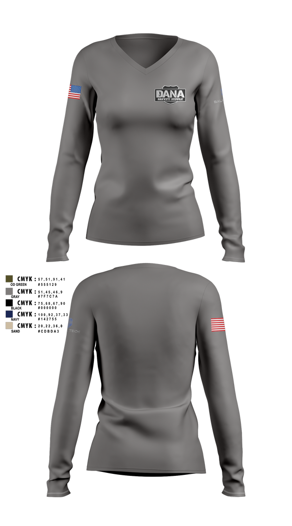 Womens Long Sleeve Vneck Shirt, Alabama SalesDana Safety Supply, Police, Teamtime, Team time, sublimation, custom sports apparel, team uniforms, spirit wear, spiritwear, sports uniforms, custom shirts, team store, custom team store, fundraiser sports, apparel fundraiser