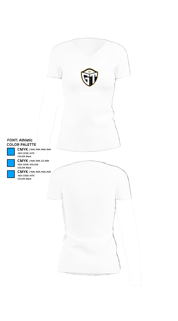 Womens Short Sleeve Vneck Shirt, GT United, Women's Soccer, Teamtime, Team time, sublimation, custom sports apparel, team uniforms, spirit wear, spiritwear, sports uniforms, custom shirts, team store, custom team store, fundraiser sports, apparel fundraiser