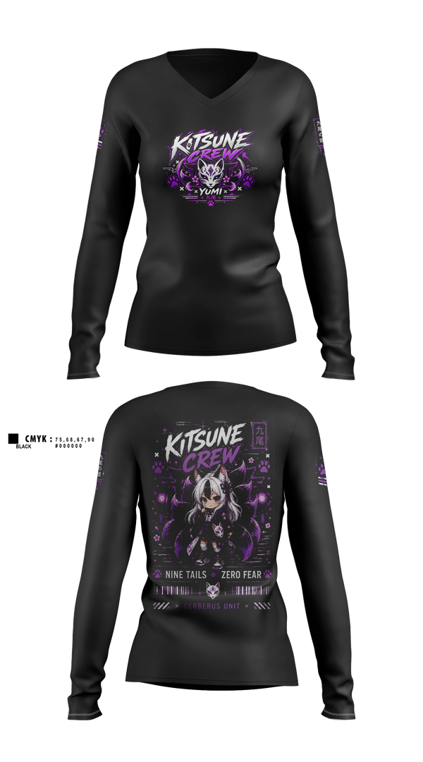 Womens Long Sleeve Vneck Shirt, C.s.nine tails, E-Sports, Teamtime, Team time, sublimation, custom sports apparel, team uniforms, spirit wear, spiritwear, sports uniforms, custom shirts, team store, custom team store, fundraiser sports, apparel fundraiser