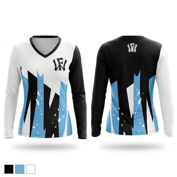 Womens Long Sleeve Vneck Shirt, Wow Factor, Baseball, Teamtime, Team time, sublimation, custom sports apparel, team uniforms, spirit wear, spiritwear, sports uniforms, custom shirts, team store, custom team store, fundraiser sports, apparel fundraiser