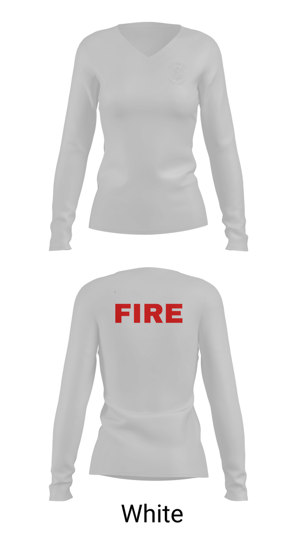 Womens Long Sleeve Vneck Shirt, Ruthven Fire Department, Fire Department, Teamtime, Team time, sublimation, custom sports apparel, team uniforms, spirit wear, spiritwear, sports uniforms, custom shirts, team store, custom team store, fundraiser sports, apparel fundraiser