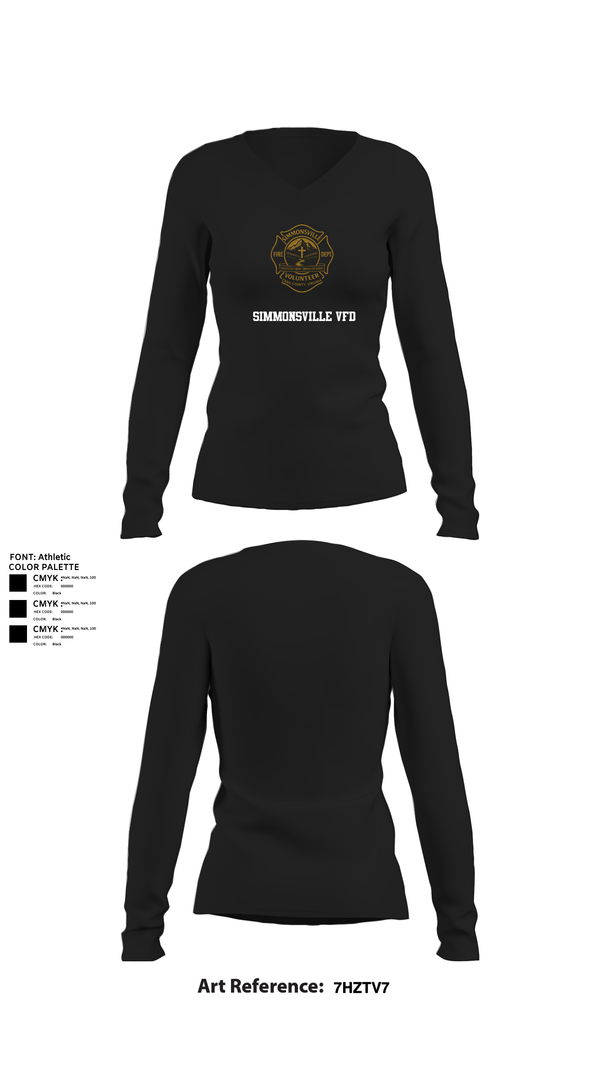 Womens Long Sleeve Vneck Shirt, Simmonsville VFD, , Teamtime, Team time, sublimation, custom sports apparel, team uniforms, spirit wear, spiritwear, sports uniforms, custom shirts, team store, custom team store, fundraiser sports, apparel fundraiser