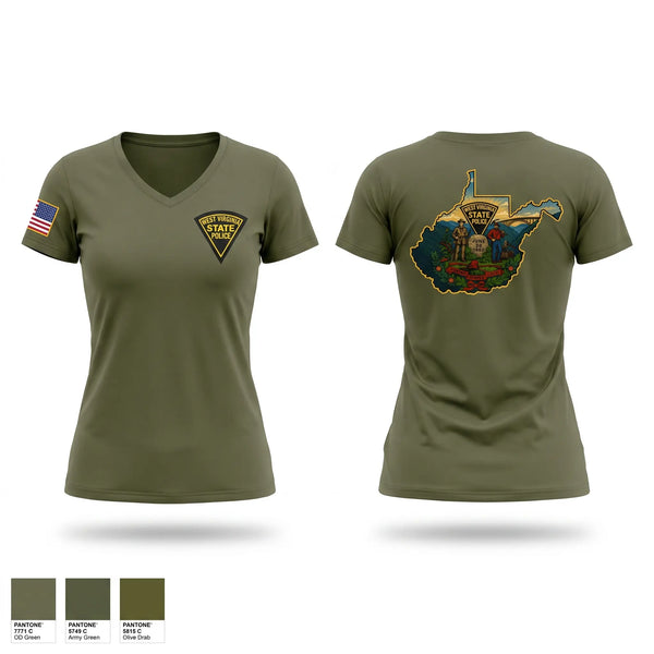 Womens Short Sleeve Vneck Shirt, WEST VIRGINIA STATE POLICE, Police, Teamtime, Team time, sublimation, custom sports apparel, team uniforms, spirit wear, spiritwear, sports uniforms, custom shirts, team store, custom team store, fundraiser sports, apparel fundraiser