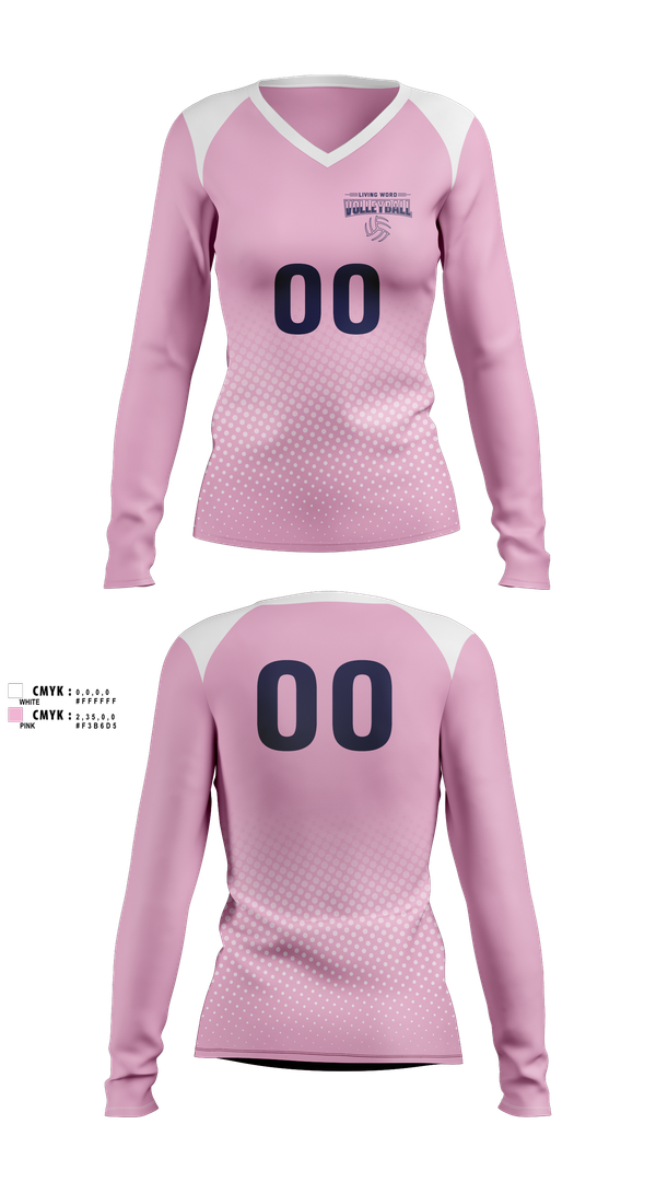 Womens Long Sleeve Vneck Shirt, Living Word Academy Volleyball, Women's Volleyball, Teamtime, Team time, sublimation, custom sports apparel, team uniforms, spirit wear, spiritwear, sports uniforms, custom shirts, team store, custom team store, fundraiser sports, apparel fundraiser
