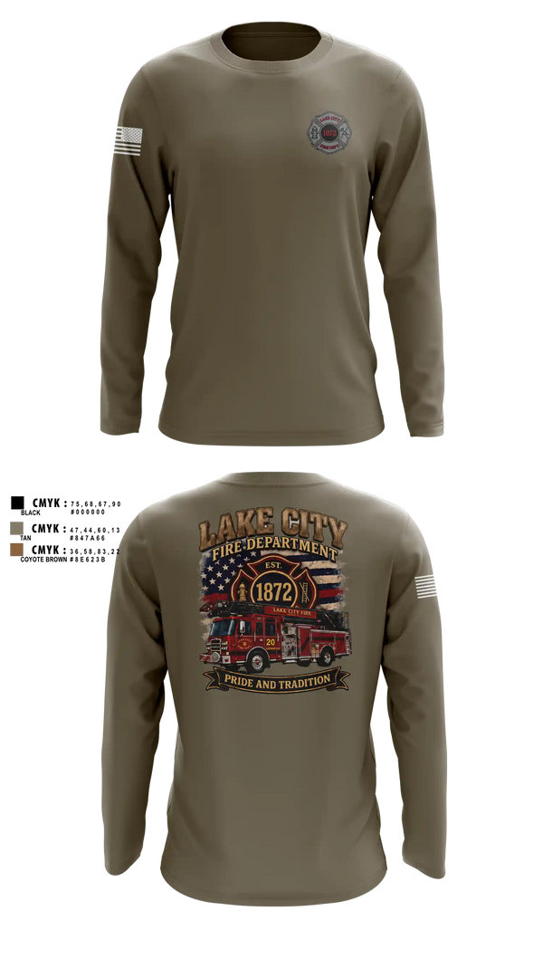 Long Sleeve Performance Shirt, Lake City Fire Department, Fire Department, Teamtime, Team time, sublimation, custom sports apparel, team uniforms, spirit wear, spiritwear, sports uniforms, custom shirts, team store, custom team store, fundraiser sports, apparel fundraiser