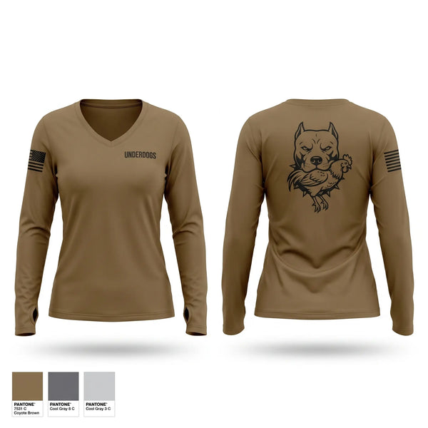Womens Long Sleeve Vneck Shirt, 156 ESB C co 2nd Platoon, National Guard, Teamtime, Team time, sublimation, custom sports apparel, team uniforms, spirit wear, spiritwear, sports uniforms, custom shirts, team store, custom team store, fundraiser sports, apparel fundraiser