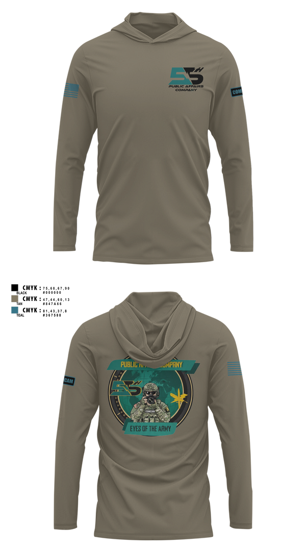 Long Sleeve Performance Shirt with hood, 55th ComCam Kraken, Army, Teamtime, Team time, sublimation, custom sports apparel, team uniforms, spirit wear, spiritwear, sports uniforms, custom shirts, team store, custom team store, fundraiser sports, apparel fundraiser