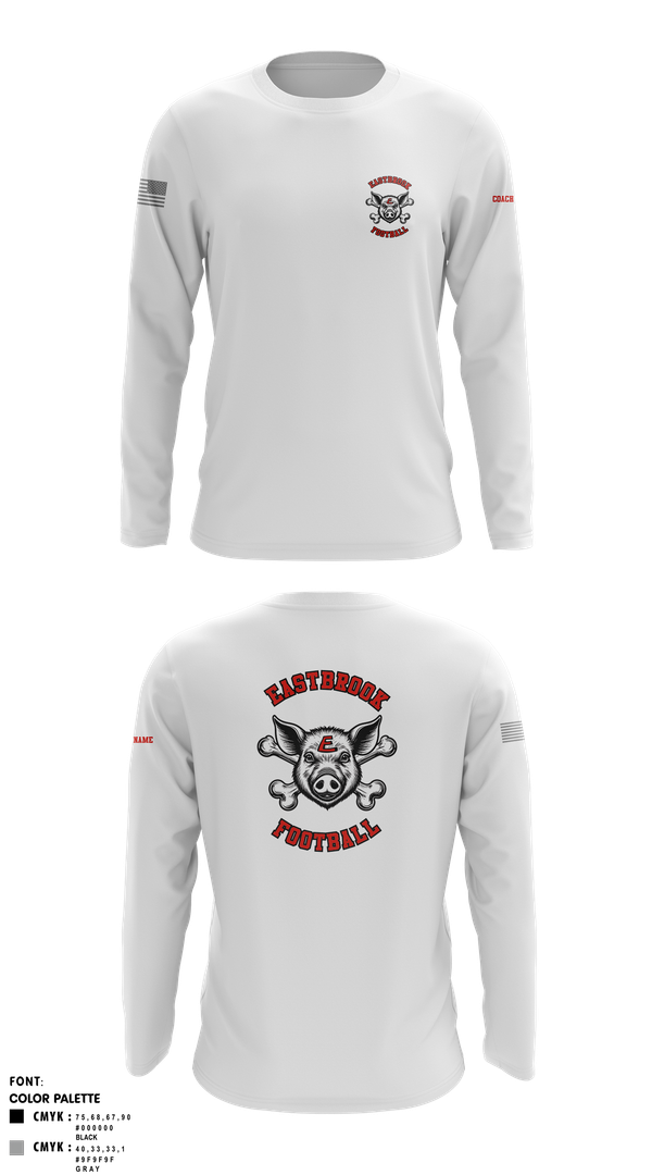 Long Sleeve Performance Shirt, Eastbrook Football, Army, Teamtime, Team time, sublimation, custom sports apparel, team uniforms, spirit wear, spiritwear, sports uniforms, custom shirts, team store, custom team store, fundraiser sports, apparel fundraiser
