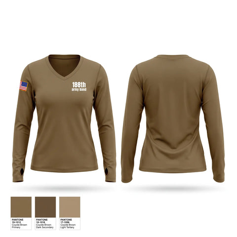 Womens Long Sleeve Vneck Shirt, 188th army band, National Guard, Teamtime, Team time, sublimation, custom sports apparel, team uniforms, spirit wear, spiritwear, sports uniforms, custom shirts, team store, custom team store, fundraiser sports, apparel fundraiser