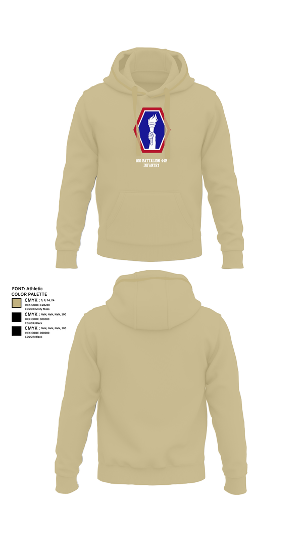 Hoodie, 100 Battalion 442 Infantry, Army, Teamtime, Team time, sublimation, custom sports apparel, team uniforms, spirit wear, spiritwear, sports uniforms, custom shirts, team store, custom team store, fundraiser sports, apparel fundraiser