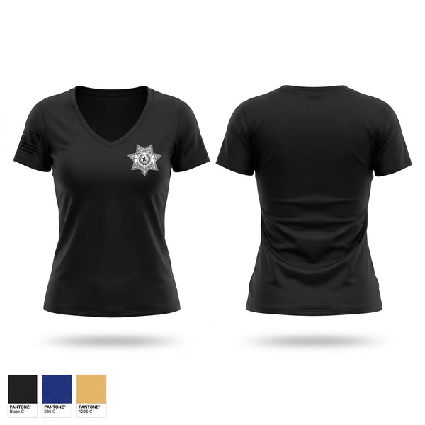 Womens Short Sleeve Vneck Shirt, Gary Job Corps, Police, Teamtime, Team time, sublimation, custom sports apparel, team uniforms, spirit wear, spiritwear, sports uniforms, custom shirts, team store, custom team store, fundraiser sports, apparel fundraiser