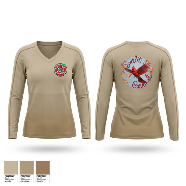 Womens Long Sleeve Vneck Shirt, The Red Apple Company, Men's Soccer, Teamtime, Team time, sublimation, custom sports apparel, team uniforms, spirit wear, spiritwear, sports uniforms, custom shirts, team store, custom team store, fundraiser sports, apparel fundraiser