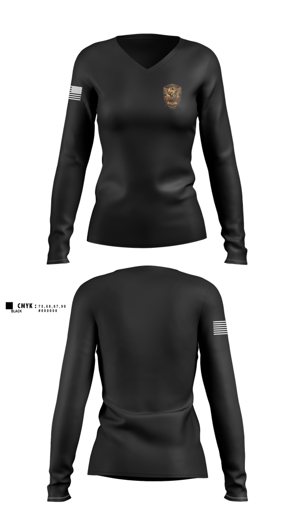 Womens Long Sleeve Vneck Shirt, 2-210th Aviation Regiment, Army, Teamtime, Team time, sublimation, custom sports apparel, team uniforms, spirit wear, spiritwear, sports uniforms, custom shirts, team store, custom team store, fundraiser sports, apparel fundraiser