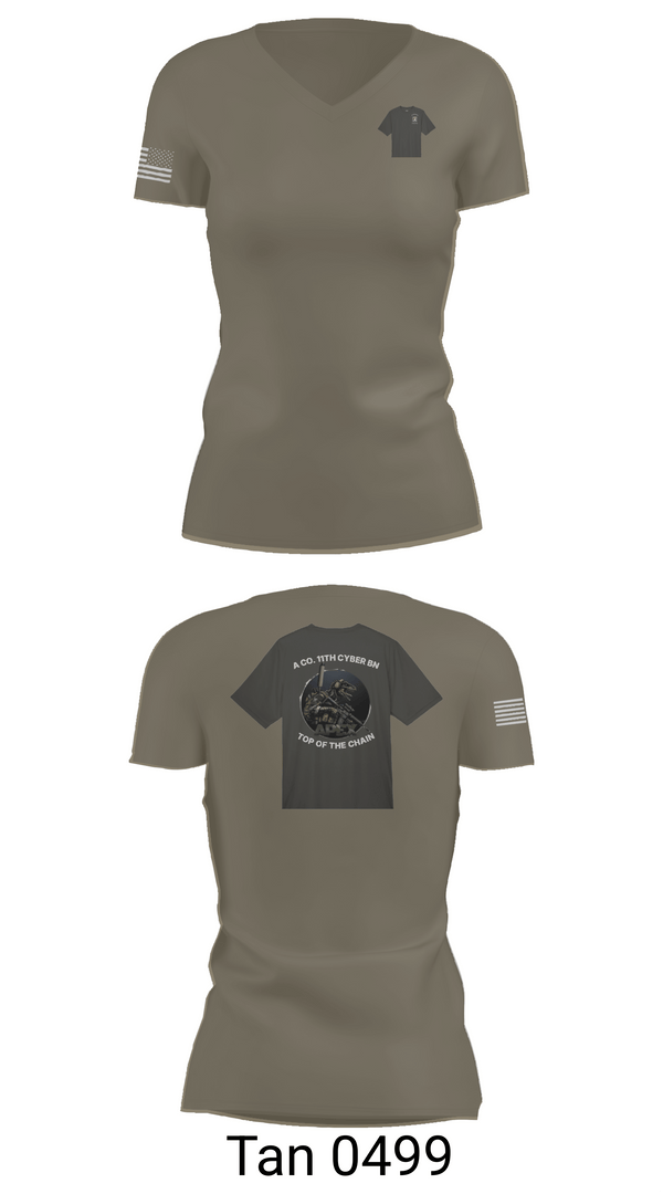 Womens Short Sleeve Vneck Shirt, A Co. 11th Cyber Warfare BN, Army, Teamtime, Team time, sublimation, custom sports apparel, team uniforms, spirit wear, spiritwear, sports uniforms, custom shirts, team store, custom team store, fundraiser sports, apparel fundraiser