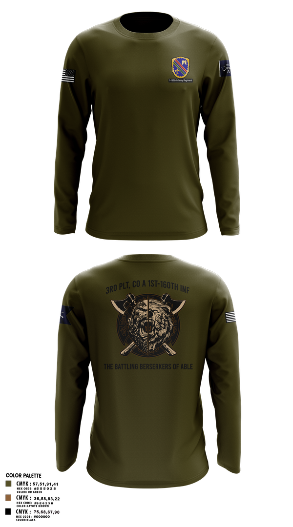 Long Sleeve Performance Shirt, Co A, 1st-160th INF, 79th IBCT, , Teamtime, Team time, sublimation, custom sports apparel, team uniforms, spirit wear, spiritwear, sports uniforms, custom shirts, team store, custom team store, fundraiser sports, apparel fundraiser