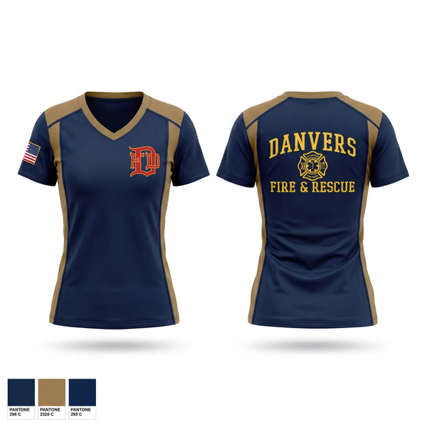 Womens Short Sleeve Vneck Shirt, Danvers Fire & Rescue, Fire Department, Teamtime, Team time, sublimation, custom sports apparel, team uniforms, spirit wear, spiritwear, sports uniforms, custom shirts, team store, custom team store, fundraiser sports, apparel fundraiser
