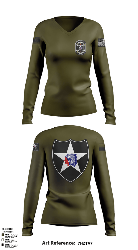 Women's Long Sleeve Vneck Shirt, 2nd Infantry 2nd Brigade Alpha Company, Army, Teamtime, Team time, sublimation, custom sports apparel, team uniforms, spirit wear, spiritwear, sports uniforms, custom shirts, team store, custom team store, fundraiser sports, apparel fundraiser