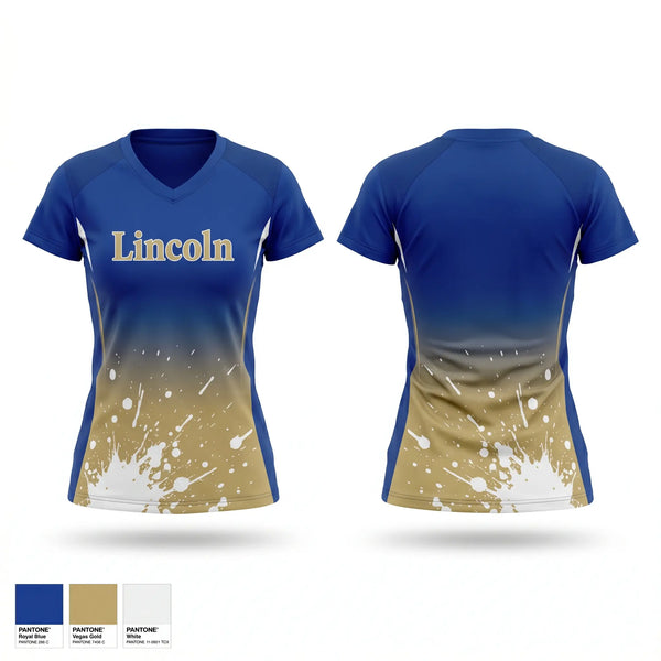 Womens Short Sleeve Vneck Shirt, Lincoln, Baseball, Teamtime, Team time, sublimation, custom sports apparel, team uniforms, spirit wear, spiritwear, sports uniforms, custom shirts, team store, custom team store, fundraiser sports, apparel fundraiser