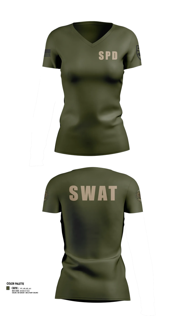 Womens Short Sleeve Vneck Shirt, Smyrna SWAT, Police, Teamtime, Team time, sublimation, custom sports apparel, team uniforms, spirit wear, spiritwear, sports uniforms, custom shirts, team store, custom team store, fundraiser sports, apparel fundraiser