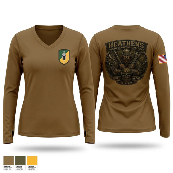 Womens Long Sleeve Vneck Shirt, 152 mp co, Army, Teamtime, Team time, sublimation, custom sports apparel, team uniforms, spirit wear, spiritwear, sports uniforms, custom shirts, team store, custom team store, fundraiser sports, apparel fundraiser