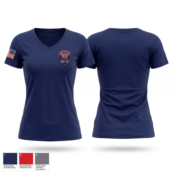 Womens Short Sleeve Vneck Shirt, Choctaw Police Department, Police, Teamtime, Team time, sublimation, custom sports apparel, team uniforms, spirit wear, spiritwear, sports uniforms, custom shirts, team store, custom team store, fundraiser sports, apparel fundraiser