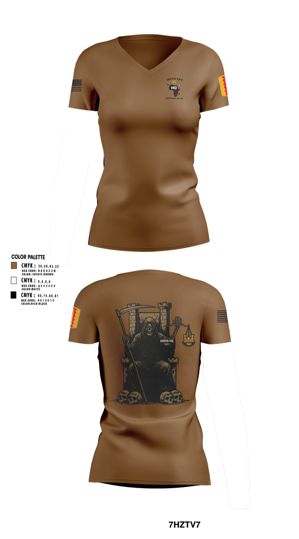 Womens Short Sleeve Vneck Shirt, 180th ESC HQ, Army, Teamtime, Team time, sublimation, custom sports apparel, team uniforms, spirit wear, spiritwear, sports uniforms, custom shirts, team store, custom team store, fundraiser sports, apparel fundraiser