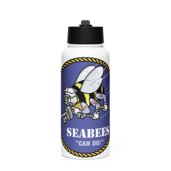 Seabees 38921664 Stainless Steel Water Bottle with a Straw Lid
