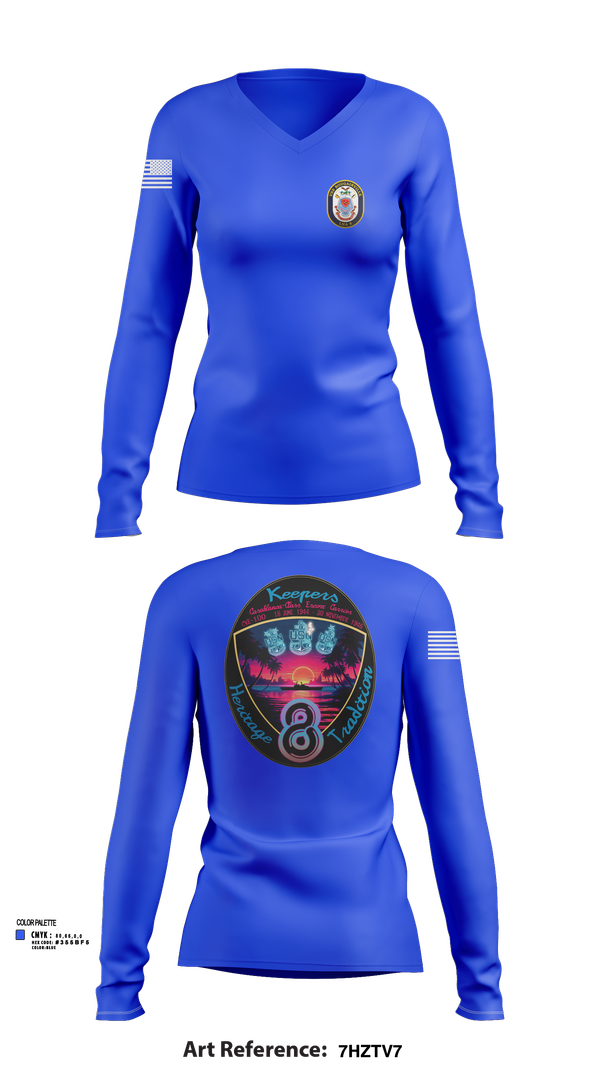 Womens Long Sleeve Vneck Shirt, USS Bougainville CPO, , Teamtime, Team time, sublimation, custom sports apparel, team uniforms, spirit wear, spiritwear, sports uniforms, custom shirts, team store, custom team store, fundraiser sports, apparel fundraiser
