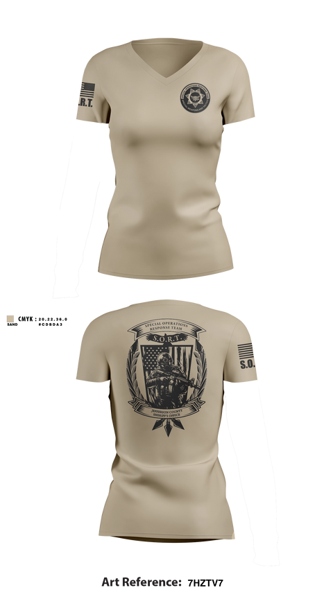 Womens Short Sleeve Vneck Shirt, Jefferson County Sheriff's Office S.O.R.T., Police, Teamtime, Team time, sublimation, custom sports apparel, team uniforms, spirit wear, spiritwear, sports uniforms, custom shirts, team store, custom team store, fundraiser sports, apparel fundraiser