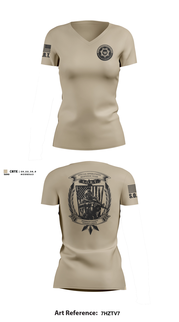 Womens Short Sleeve Vneck Shirt, Jefferson County Sheriff's Office S.O.R.T., Police, Teamtime, Team time, sublimation, custom sports apparel, team uniforms, spirit wear, spiritwear, sports uniforms, custom shirts, team store, custom team store, fundraiser sports, apparel fundraiser