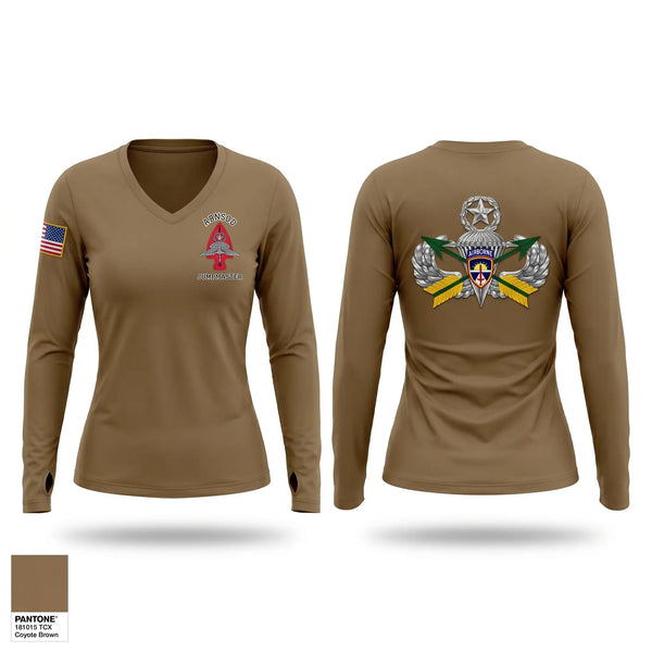 Womens Long Sleeve Vneck Shirt, ABNSOD, Army, Teamtime, Team time, sublimation, custom sports apparel, team uniforms, spirit wear, spiritwear, sports uniforms, custom shirts, team store, custom team store, fundraiser sports, apparel fundraiser