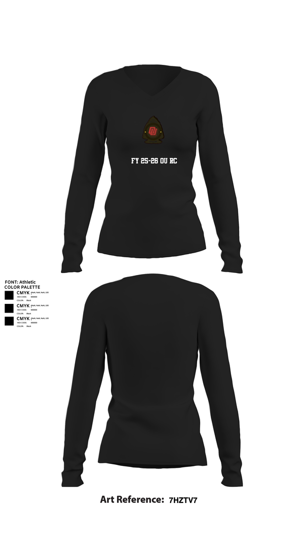 Womens Long Sleeve Vneck Shirt, FY 25-26 OU RC, Army, Teamtime, Team time, sublimation, custom sports apparel, team uniforms, spirit wear, spiritwear, sports uniforms, custom shirts, team store, custom team store, fundraiser sports, apparel fundraiser