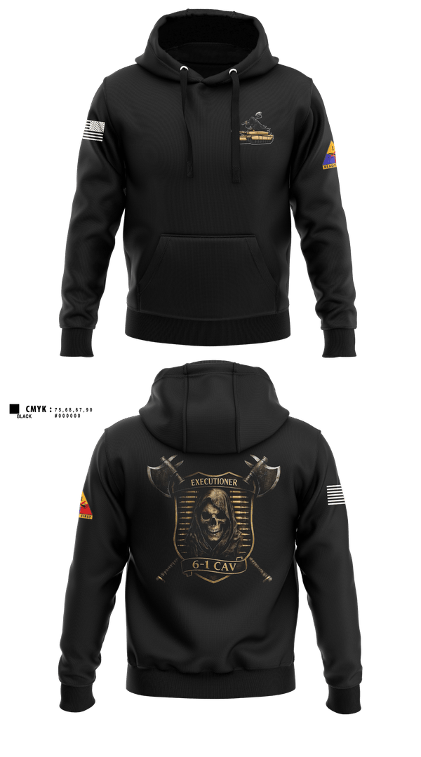 Hoodie, E Trp, 6-1 CAV, Army, Teamtime, Team time, sublimation, custom sports apparel, team uniforms, spirit wear, spiritwear, sports uniforms, custom shirts, team store, custom team store, fundraiser sports, apparel fundraiser