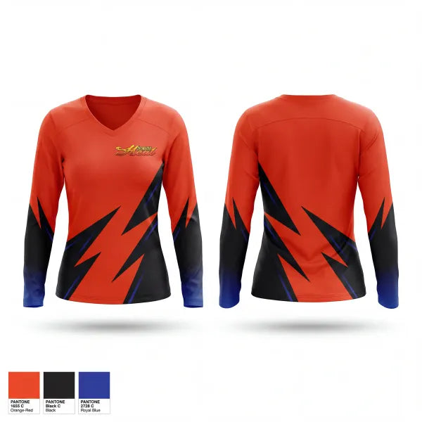 Womens Long Sleeve Vneck Shirt, Delmarva Heat, Softball, Teamtime, Team time, sublimation, custom sports apparel, team uniforms, spirit wear, spiritwear, sports uniforms, custom shirts, team store, custom team store, fundraiser sports, apparel fundraiser