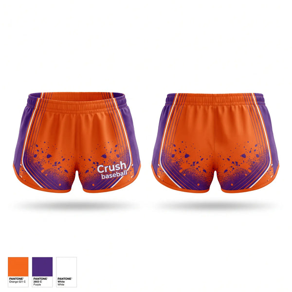 Womens Shorts, Crush baseball, Baseball, Teamtime, Team time, sublimation, custom sports apparel, team uniforms, spirit wear, spiritwear, sports uniforms, custom shirts, team store, custom team store, fundraiser sports, apparel fundraiser