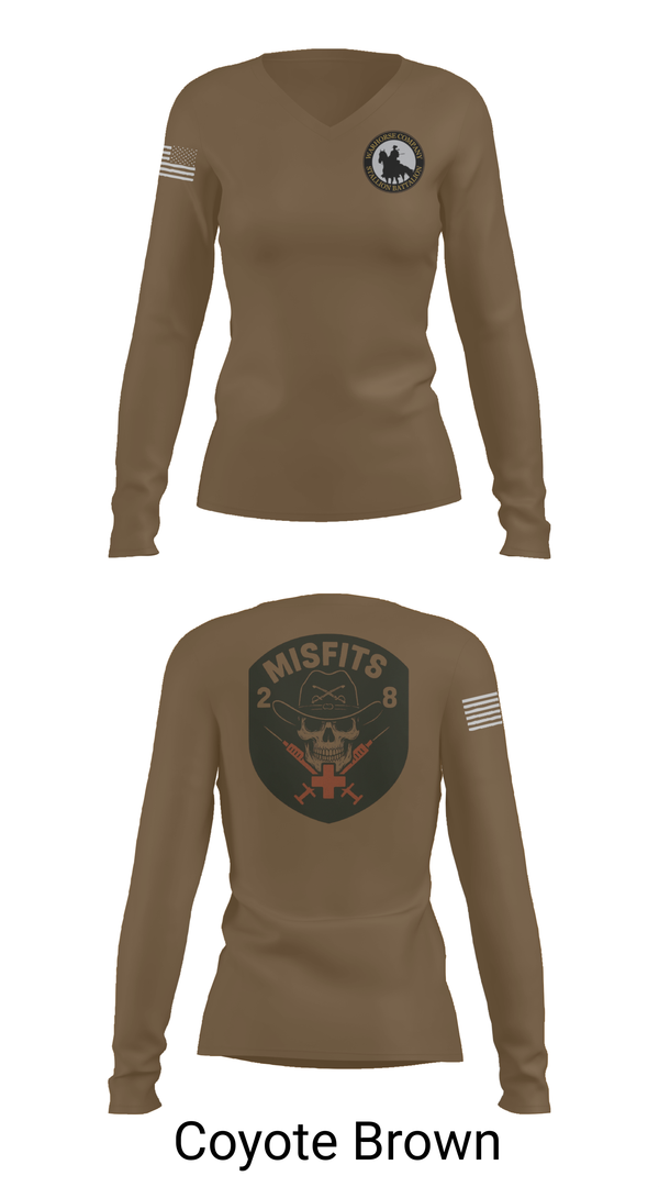 Womens Long Sleeve Vneck Shirt, 2-8 Cav, HHC, Medic Platoon, , Teamtime, Team time, sublimation, custom sports apparel, team uniforms, spirit wear, spiritwear, sports uniforms, custom shirts, team store, custom team store, fundraiser sports, apparel fundraiser