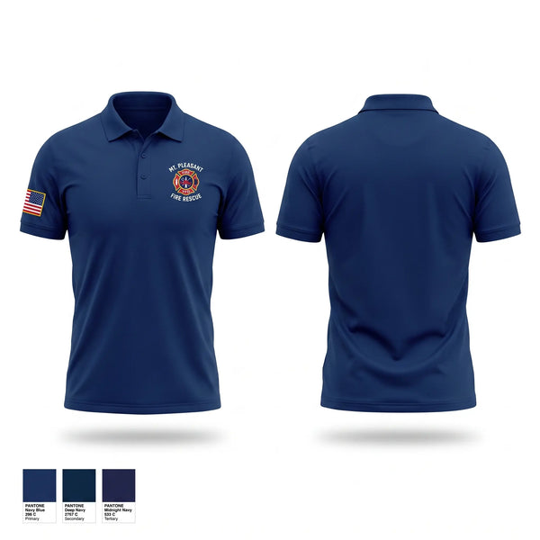 Short Sleeve Performance Polo, Mount Pleasant Volunteer Fire, Fire Department, Teamtime, Team time, sublimation, custom sports apparel, team uniforms, spirit wear, spiritwear, sports uniforms, custom shirts, team store, custom team store, fundraiser sports, apparel fundraiser