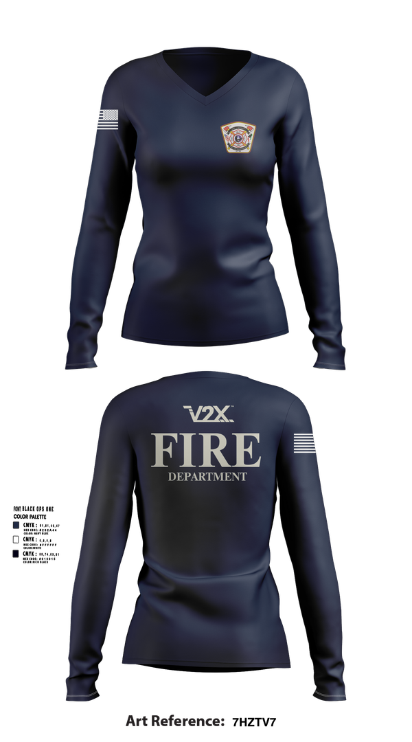 Womens Long Sleeve Vneck Shirt, Camp Arifjan Fire Department, Fire Department, Teamtime, Team time, sublimation, custom sports apparel, team uniforms, spirit wear, spiritwear, sports uniforms, custom shirts, team store, custom team store, fundraiser sports, apparel fundraiser