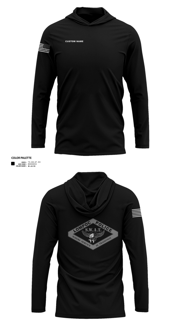 Long Sleeve hooded sunshirt, SWAT, Police, Teamtime, Team time, sublimation, custom sports apparel, team uniforms, spirit wear, spiritwear, sports uniforms, custom shirts, team store, custom team store, fundraiser sports, apparel fundraiser