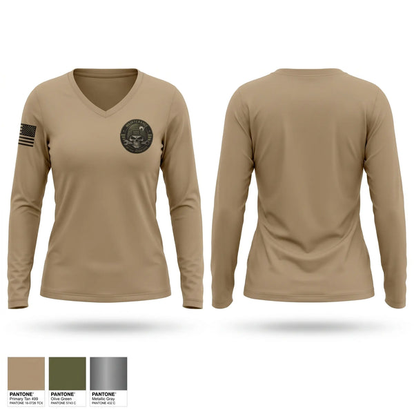 Womens Long Sleeve Vneck Shirt, 321st Maintenance, Army, Teamtime, Team time, sublimation, custom sports apparel, team uniforms, spirit wear, spiritwear, sports uniforms, custom shirts, team store, custom team store, fundraiser sports, apparel fundraiser