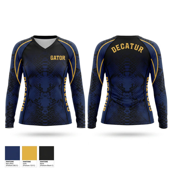 Womens Long Sleeve Vneck Shirt, Decator, , Teamtime, Team time, sublimation, custom sports apparel, team uniforms, spirit wear, spiritwear, sports uniforms, custom shirts, team store, custom team store, fundraiser sports, apparel fundraiser